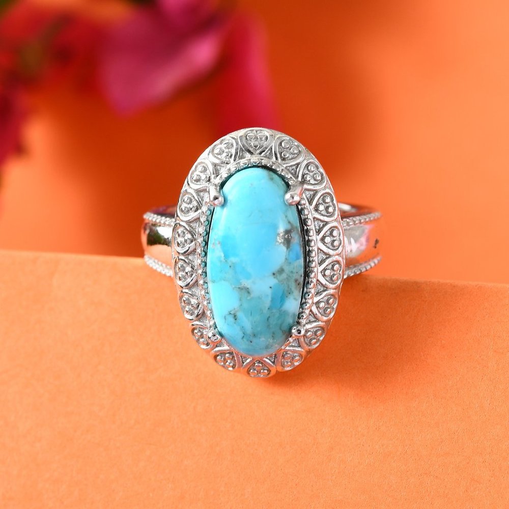 Constituted Turquoise Solitaire Ring - image 2